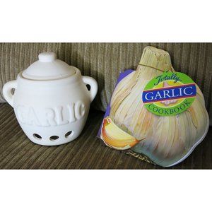 KILO Ceramic GARLIC Pot KEEPER ventilated + Lid + NEW GARLIC BOOK